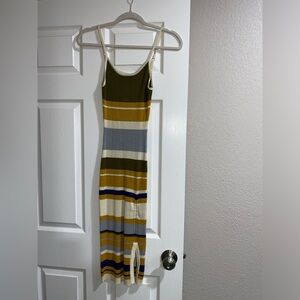 Stripped Midi Spaghetti Strap Dress